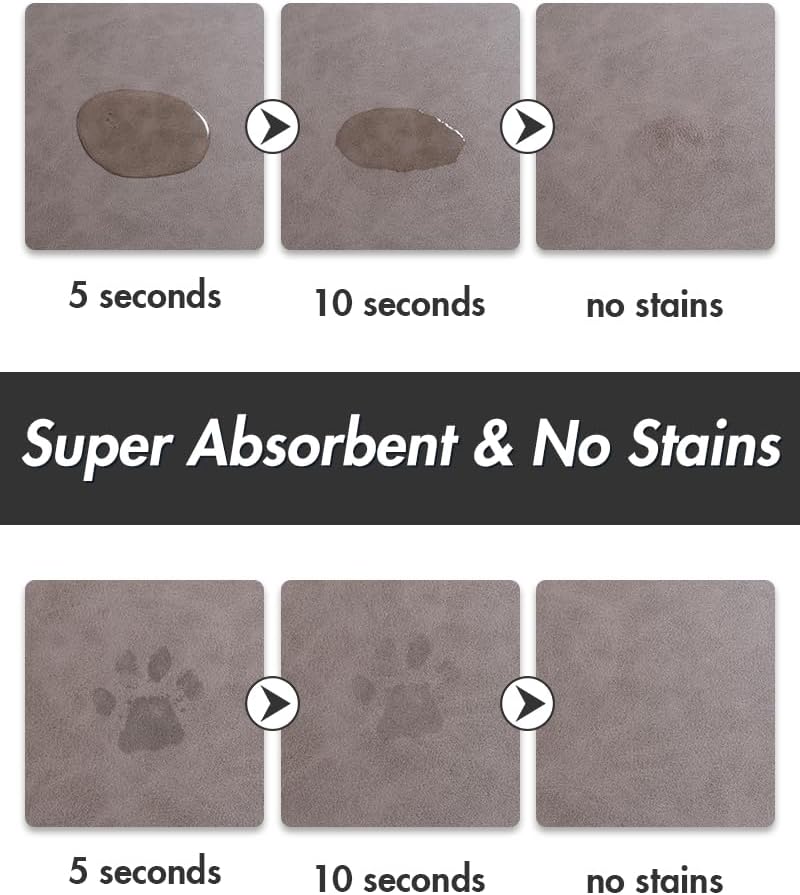 MontVoo-Absorbent Pet Feeding Mat-No Stains Pet Mat for Food - BROWN / 12"x19" - image 2