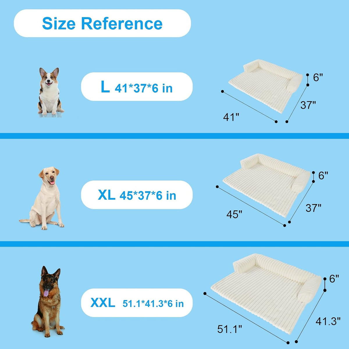 Luxurious Dog Couch Bed, Dog Couch Cover - XX-Large(51.1*41.3*6 In) / White - image 4
