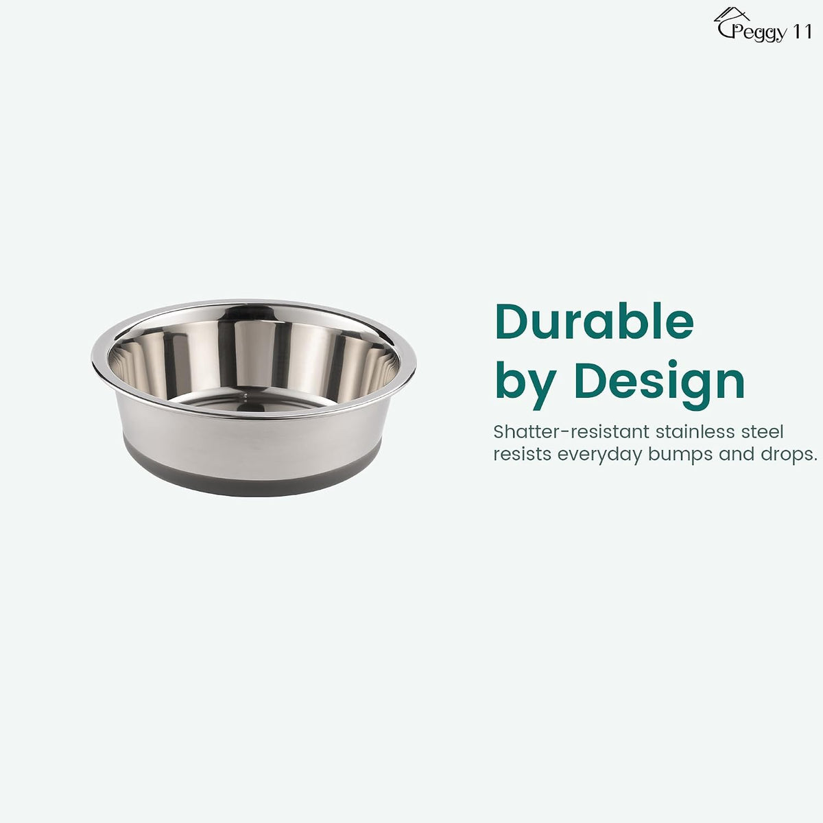 Nonslip Stainless Steel Dog Bowls, 3.8 US Cup Each - 2 Cup - image 3