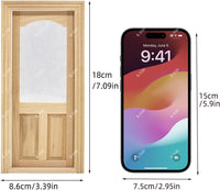 iLAND 1:12 scale unfinished wooden dollhouse door with 3D acrylic windowpane and gold handle - view 13