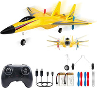 SU-27 RC Airplane,2.4GHz 2 Channel Remote Control Plane with Gyro Night Lights and 2 Batteries - Su27 Yellow
