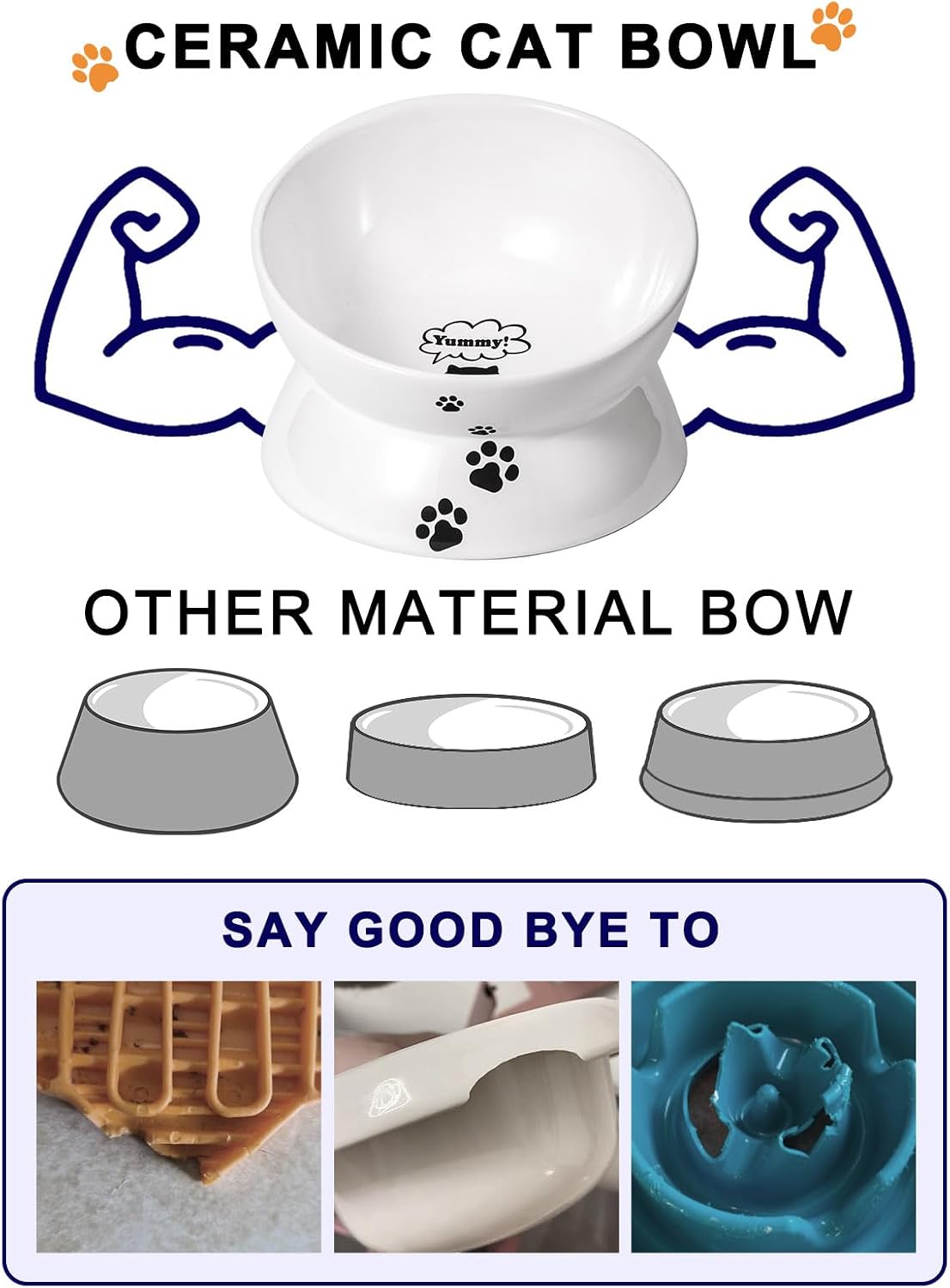 Y YHY Cat Bowl Anti Vomiting, Raised Food Bowls - 7.2 Inches / White - image 4