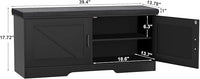 2-Tier Storage Bench, Shoe Bench with Padded Seat Cushion, Entryway Bench with 2 Barn Doors, Adjustable Shelf, 13.8" D x 39.4" W x 17.7" H, for Entryway, Living Room, Bedroom, Black