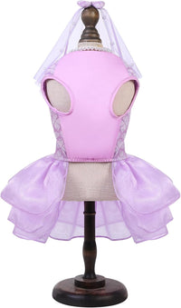 ASENKU Dog Dress, Dog Wedding Dress with Bows, Veil Attachment - Purple / XX-Large - image 2