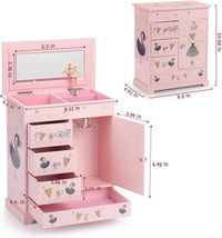 Jewelry Box for Girls 8.9 x 4.92 x 10.98 inch Large 5 Layer Music Box - Pink - image 3