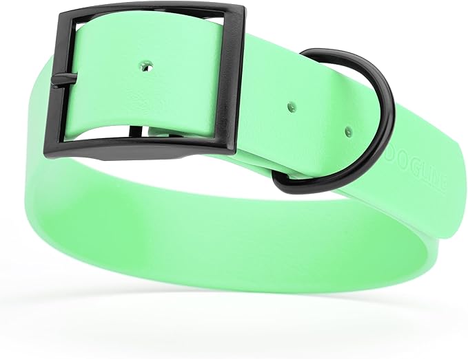 Dogline Biothane Waterproof Dog Collar Strong Coated Nylon Webbing with Black Hardware Odor- Proof for Easy Care Easy to Clean High Performance Fits Small Medium or Large Dogs, Sea Foam Green