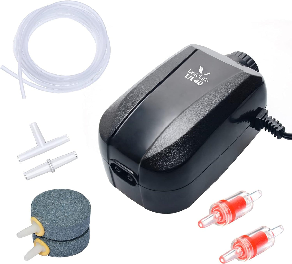 Uniclife Aquarium Air Pump Dual Outlet Fish Tank Aerator - 10-100 Gallon