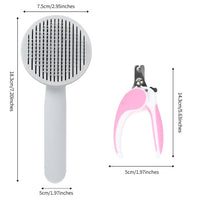 2PCS Pet Grooming Kit, Cat Brushes & Cat Nail Clipper, Cat Grooming Brush for Sedding and Grooming Fur (Pink）