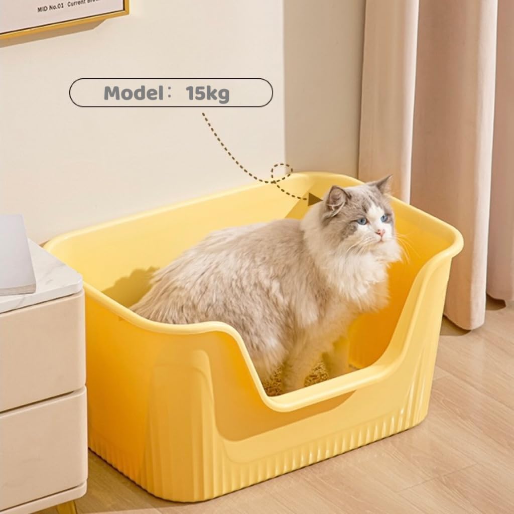 Extra Large Litter Box with High Sides 25.27" Lx17.83 Wx13.11 H - Yellow - image 4