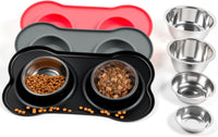 Conlun Dog Bowls with Silicone Mat, No Spill Stainless Set, XS - Large-38oz / Black