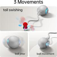 Interactive Cat Toys for Indoor Cats - Kitten Toy with Speedy Tail 2.0, Automatic Cat Toys for Bored Indoor Adult Cats, Motion-Activated, 2025 New Upgraded, USB Rechargeable (Grey)