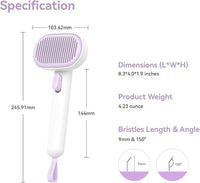 aumuca Cat and Dog Grooming Brush for Shedding, Removes Loose Fur from Long or Short Haired Pets - Ideal for Cats, Kittens, Rabbits, and More - Purple