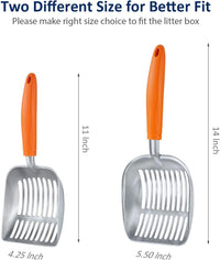 Cat Litter Scoop, Aluminum Alloy Sifter, Kitty Metal Scooper - Small / FLAT Aluminum \ #09 Orange Handle - image 3
