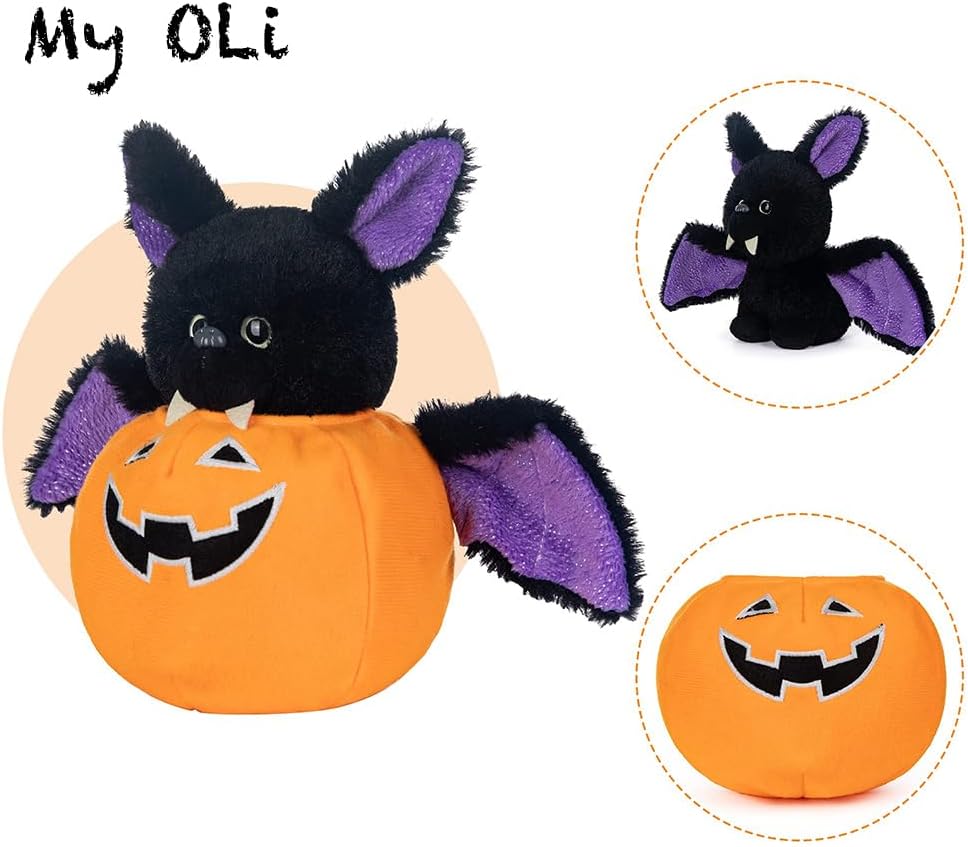My OLi 9 inch Halloween plush bears 2 pack in pumpkin and wizard costumes with flip-top hats - view 10