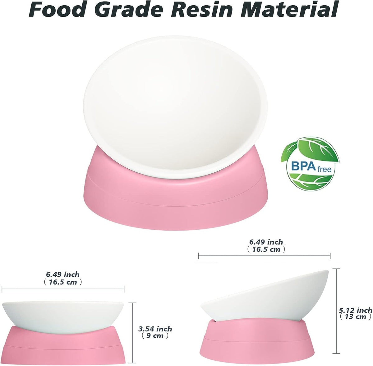 17 oz Raised Cat Food Bowls, Adjustable-Angle Pet Bowls - Milky White, Pink - image 4