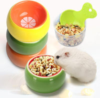 2 Pack Hamster Bowl Ceramic Prevent Chewing Feeding Bowl Water Food - Green Yellow Orange - image 2