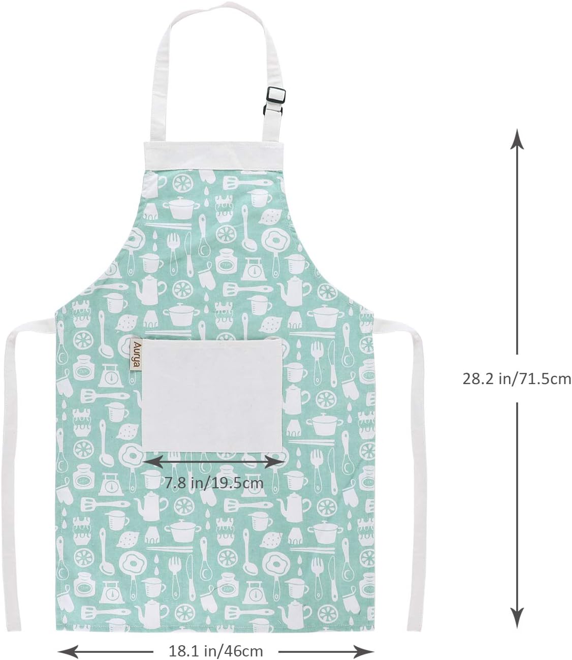 Aurya kids apron and chef hat set in light blue with front pocket and adjustable strap - view 16