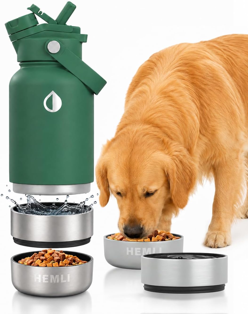 32 oz. Dog Water Bottle, Insulated Dog Travel Water Bottle - Forest Green / 32 oz