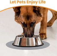Pet Food Mat for Dog and Cat Placemat 2 Pcs - 9.5"L x 9.5"W / Grey - image 3