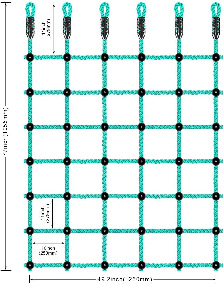 Climbing Cargo Net 49" x 77" Heavy Duty Climbing Rope Net for Outdoor - Green / 49" x 77" - image 4