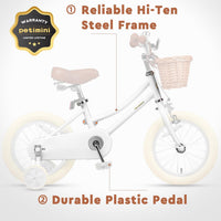 Petimini 12 14 16 18 20 Inch Kids Toddler Bike for Boys Girls – Fun for Kids & Family - White / 16 Inch - image 3