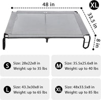 pettycare Elevated Outdoor Dog Bed - Dog Cots beds for Large Dogs XL, Waterproof Raised Dog Bed Easy to Assemble, Cooling Elevated Dog Bed with Teslin Mesh, Durable, Non Slip, Up to 85 lbs,Grey