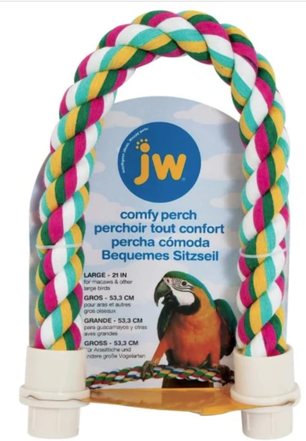 JW Pet Comfy Perch For Birds Flexible Multi-color Rope - Large / 21"