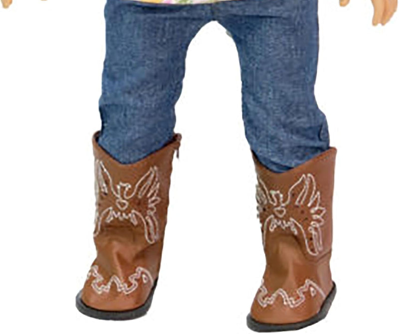 American Fashion World brown handmade cowgirl boots for 18 inch dolls
