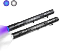 UV Flashlight 395nm Zoomable Black Light Lamp Ultraviolet Lights – Essentials for Dogs - 1 Pcs Uv Penlight + 1 Pcs Led Flashlight