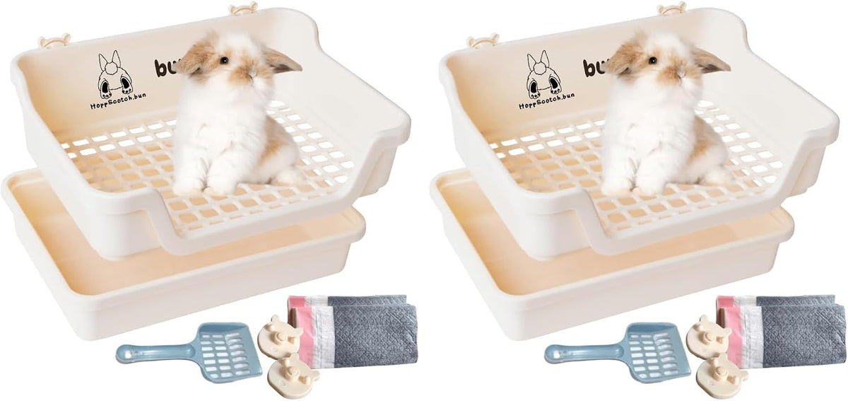 HoppScotch.bun Bumbox Large Rabbit Litter Box - Cream / Large (Pack of 2)