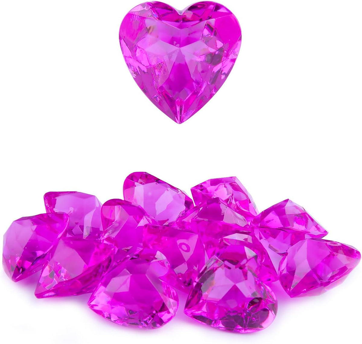 Niceup acrylic heart gems, 30 chunky 3D heart-shaped diamond gemstones for kids - view 4