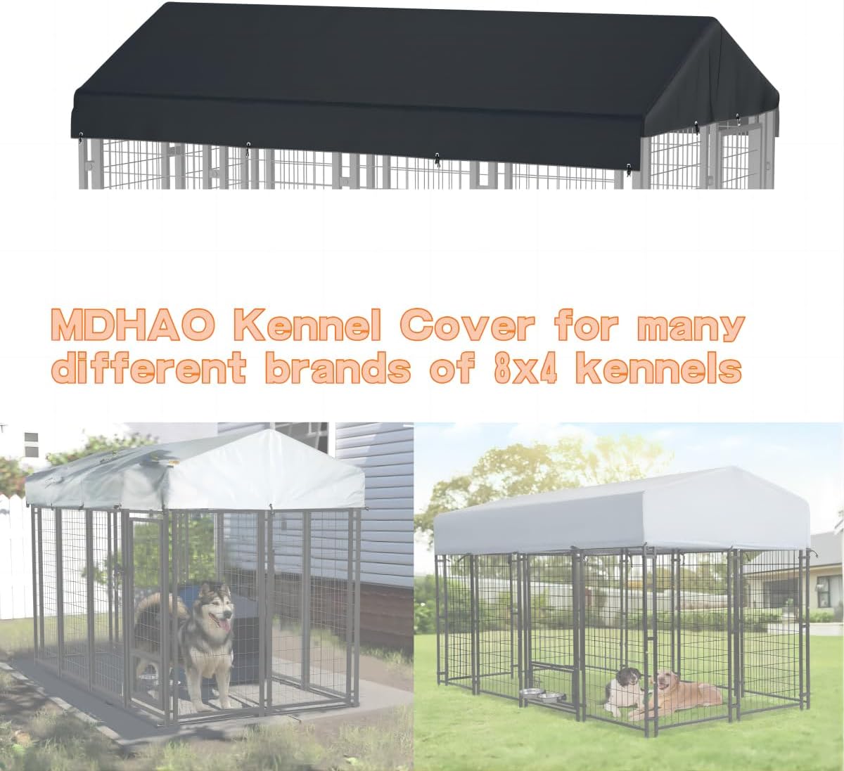 Outdoor Dog Kennel Cover 10' x 10' Replaceable Top Cover - Black / 8' x 4' - image 4