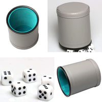 Felt Lined PU Leather Dice Cup Set with 6 Dot Dices – Fun for Kids & Family - Lakeblue - image 3