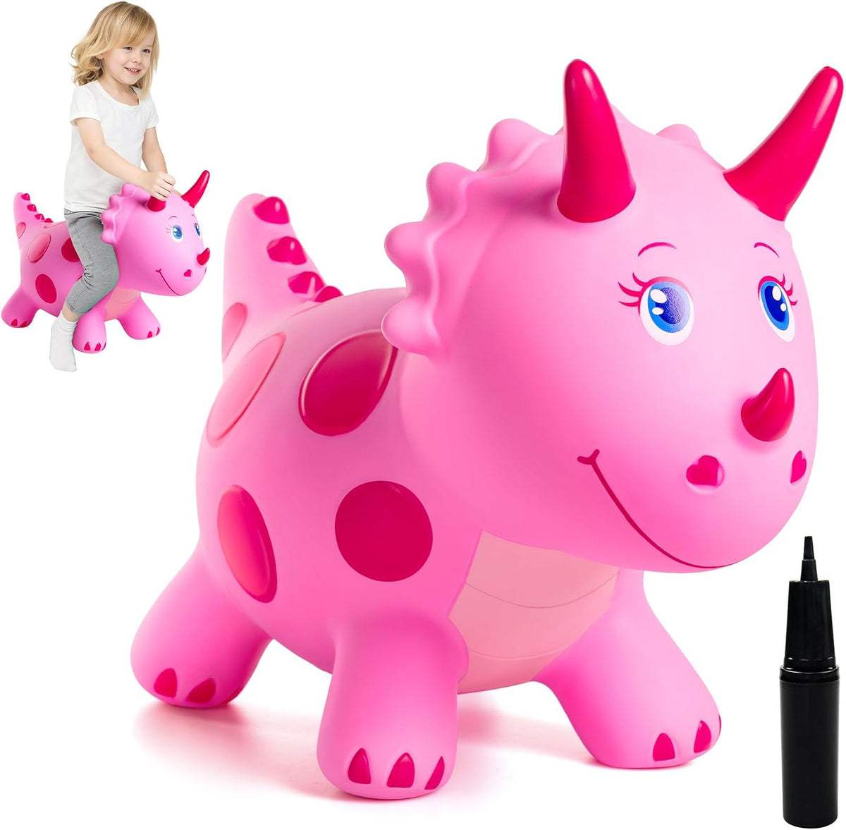 ZOOJOY Inflatable Horse Hopping Toy - Pink Dinosaur