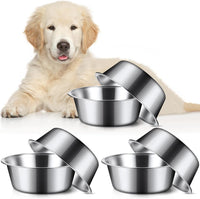 Yahenda 6 Pcs Stainless Steel Metal Dog Bowls Bulk Replacement Basic - 8.3 Inch