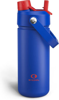 Insulated Water Bottle with Straw Stainless Steel Water Bottle, Leak-Proof, BPA-Free, Double Wall Vacuum Keeps Cold for 24 Hours for Sports, Travel, School (18 oz, Beaucoup Blue)