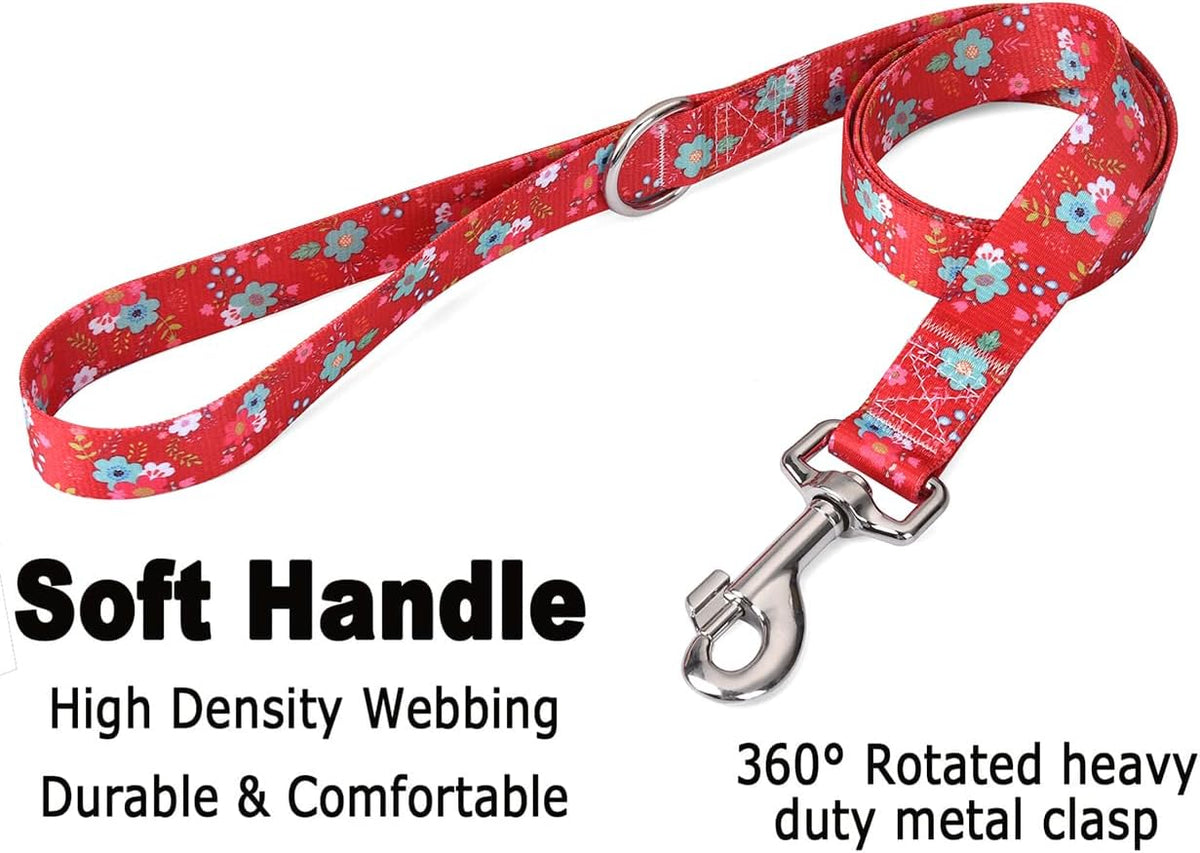 Mihqy Dog Collar for Medium Dogs, Fashion Design, M - L (Neck 14.9-24.8", Width 1") / Z-Red Floral - image 4