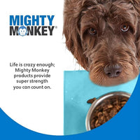 MIGHTY MONKEY 100% Waterproof Dog Food Mat, Raised Edges Silicone Pet Feeding Placemat for Cat, Dogs, Pet Bowls, High Lipped Tray Prevents Water Spills, Food on Floor, Dishwasher Safe, 24x16 Turquoise