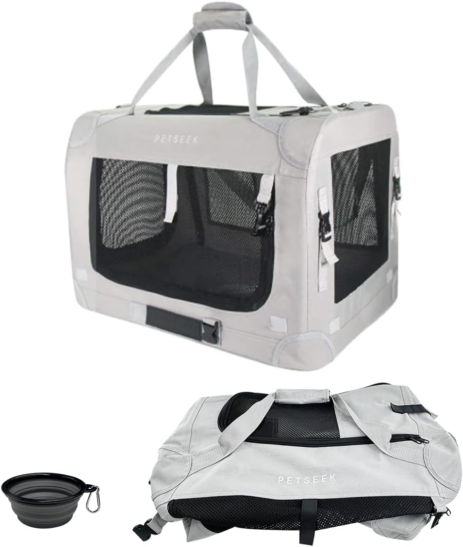 Extra Large Cat Carrier Soft Sided - Grey-2 Cover / without curtain