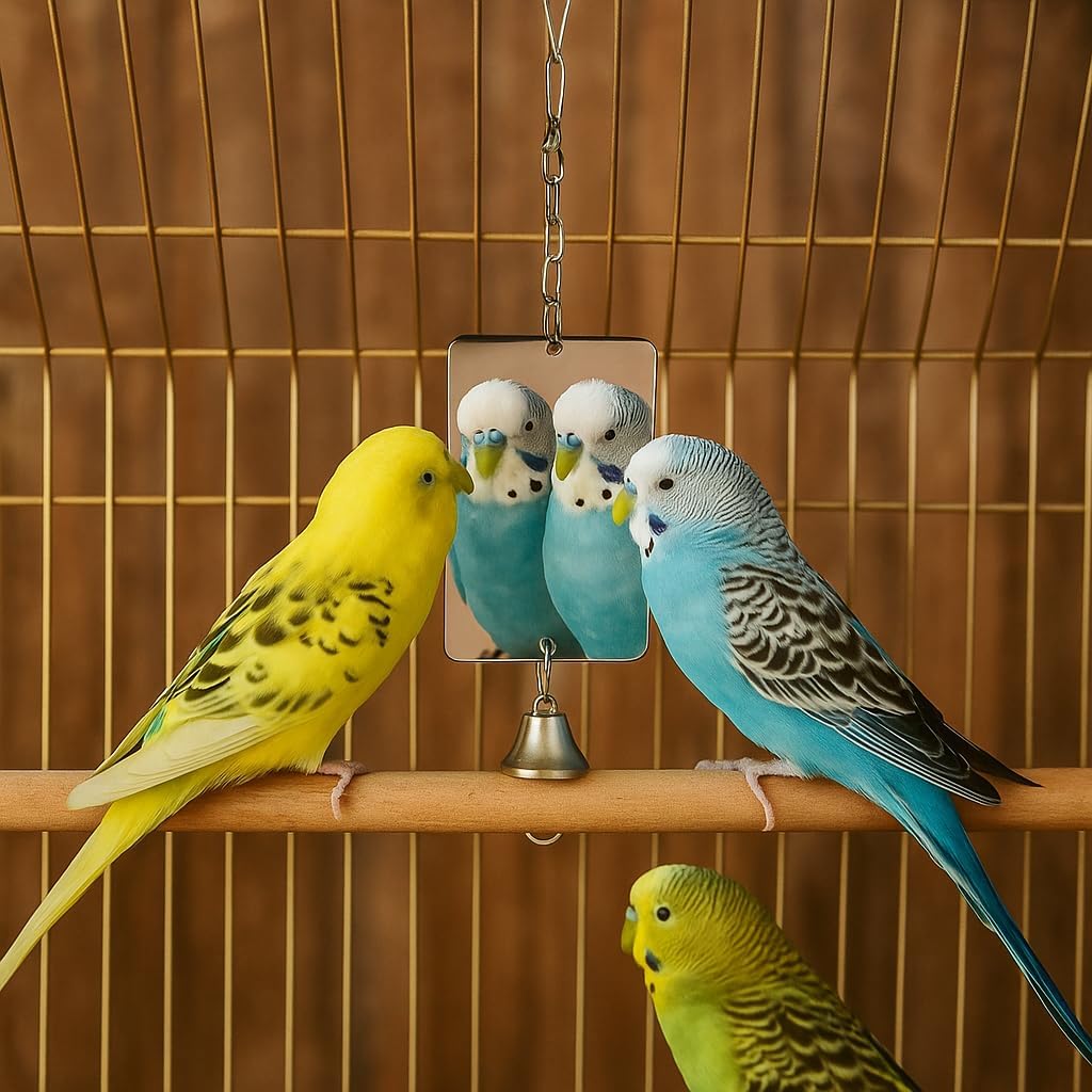 Bird Mirror with Swing and Perch for Parakeets Cockatiels Lovebirds - 3.14''W * 4.72''H - image 2