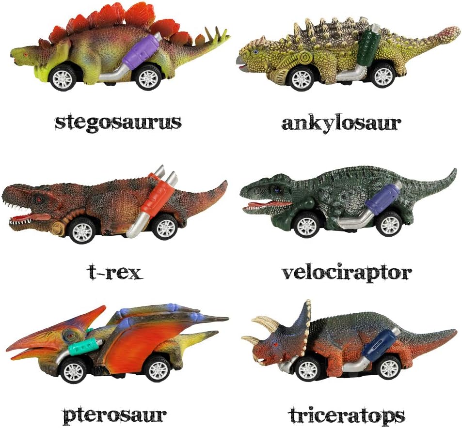 DINOBROS Dinosaur Toy Pull Back Cars, Boy Toys Age 3, 4 - image 2