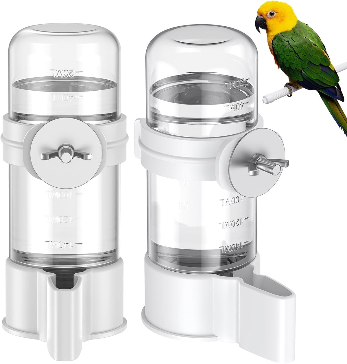 Pawfly 2 Pcs Bird Water Dispenser, Automatic Water Feeder - 2 PC / White