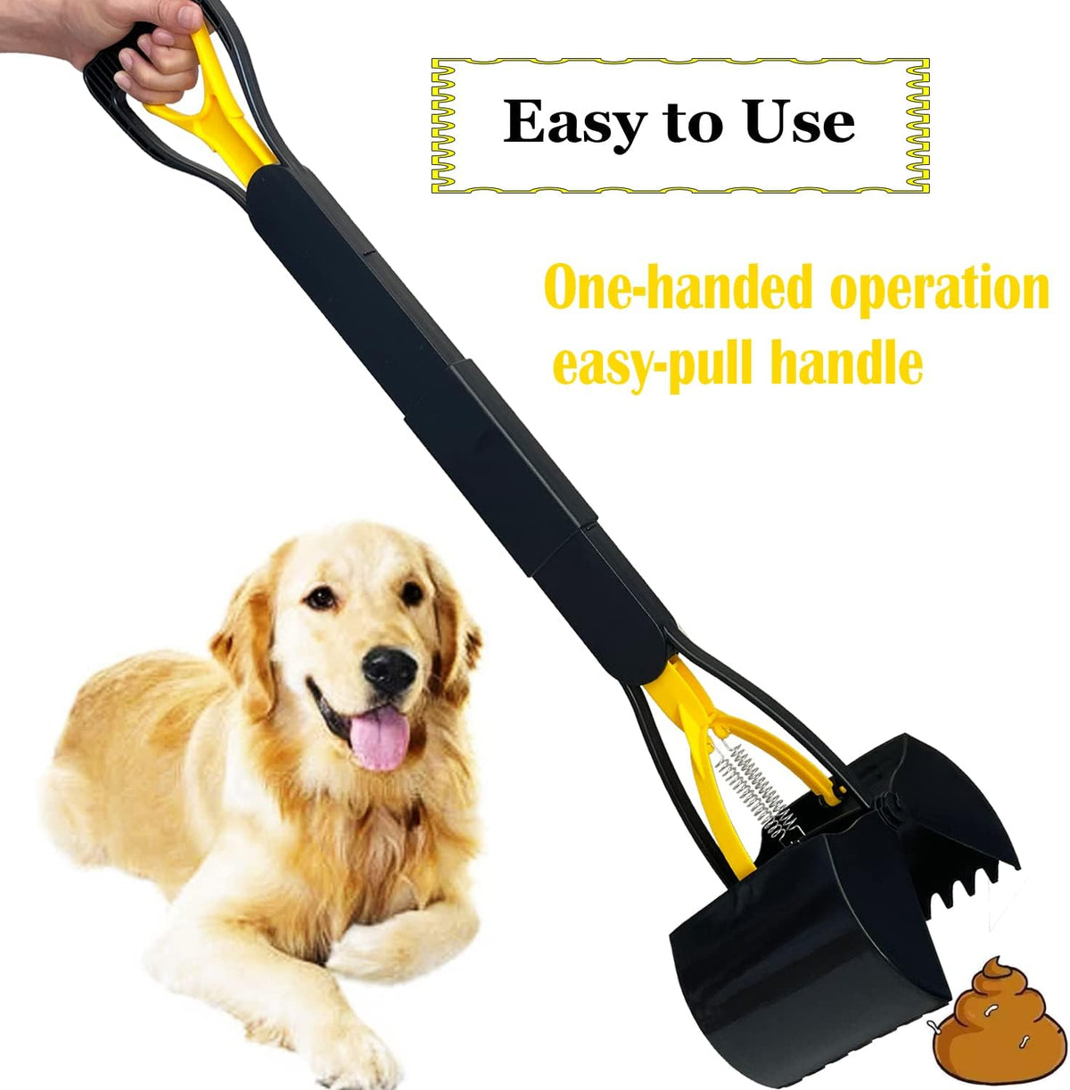 36“ Large Dog Pooper Scooper for Large Dogs Heavy Duty - 32-inch(Yellow) - image 2