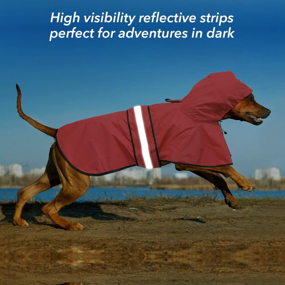 Waterproof Dog Raincoat, Adjustable Pet Rain Coats - Red / X-Large - image 4