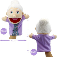 Family Hand Puppets,Puppets for Kids Role Paly Family Members 13.4 INCH Multi-Ethnic Puppets Plush - Big F-gm - image 2