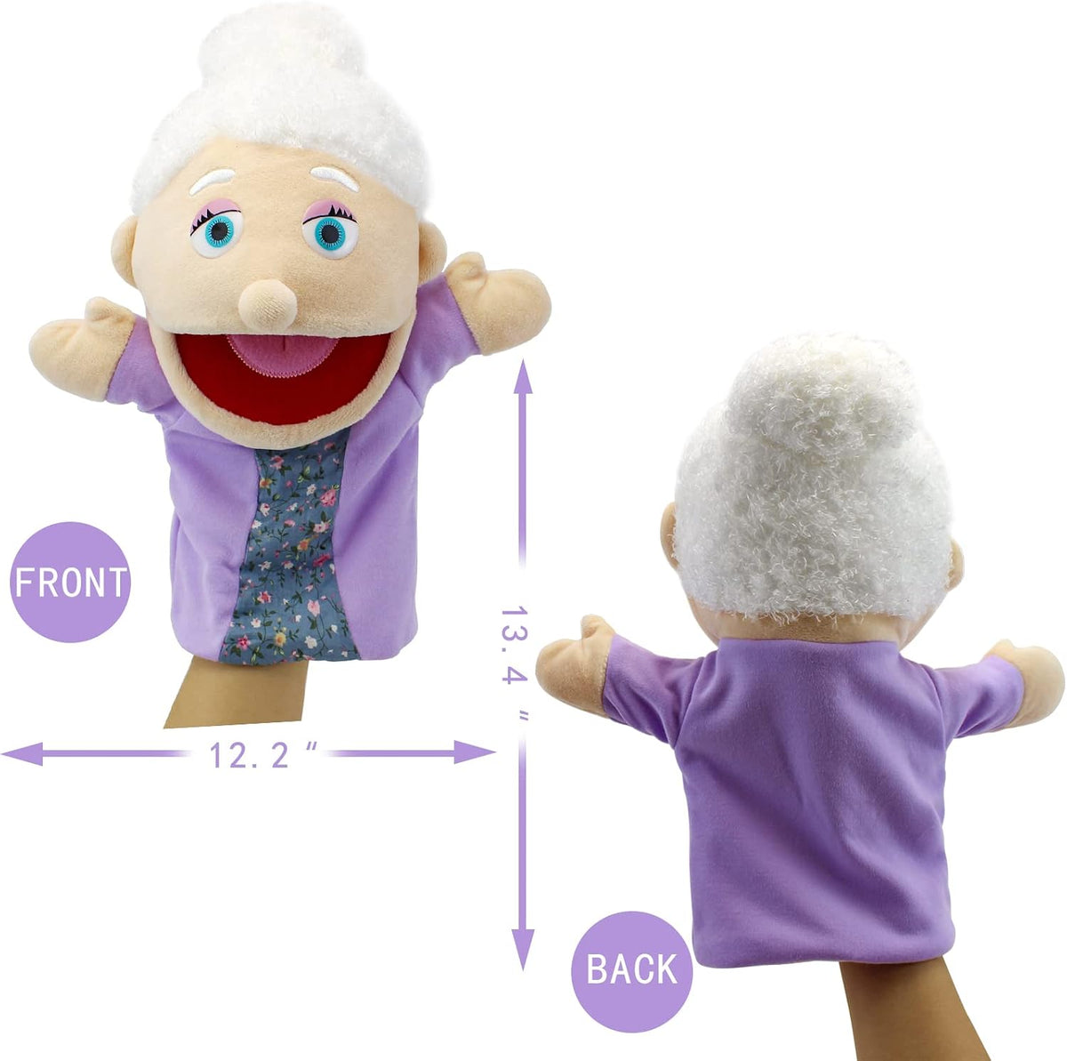 Family Hand Puppets,Puppets for Kids Role Paly Family Members 13.4 INCH Multi-Ethnic Puppets Plush - Big F-gm - image 2
