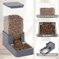 Automatic Cat Feeder and Water Dispenser in Set with Pet Food Bowl - 3.8L Stainless Steel(Grey) - image 4