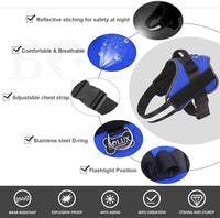 Bolux Dog Harness, No-Pull Reflective Dog Vest, Breathable Adjustable Pet Harness with Handle for Outdoor Walking - No More Pulling, Tugging or Choking (Blue, L)