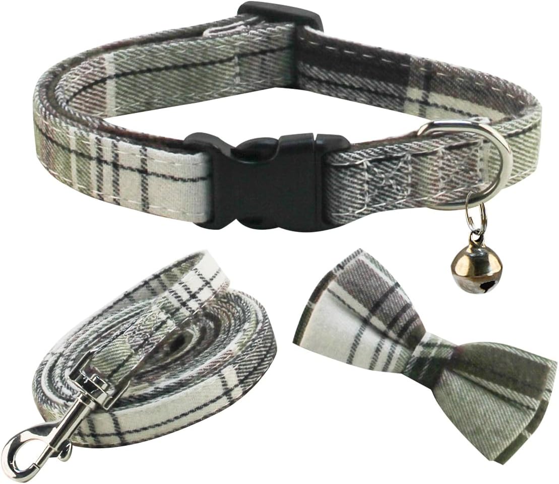 SuperBuddy Dog Collar, Adjustable Dog Collar with Bowtie - Large / Green-1