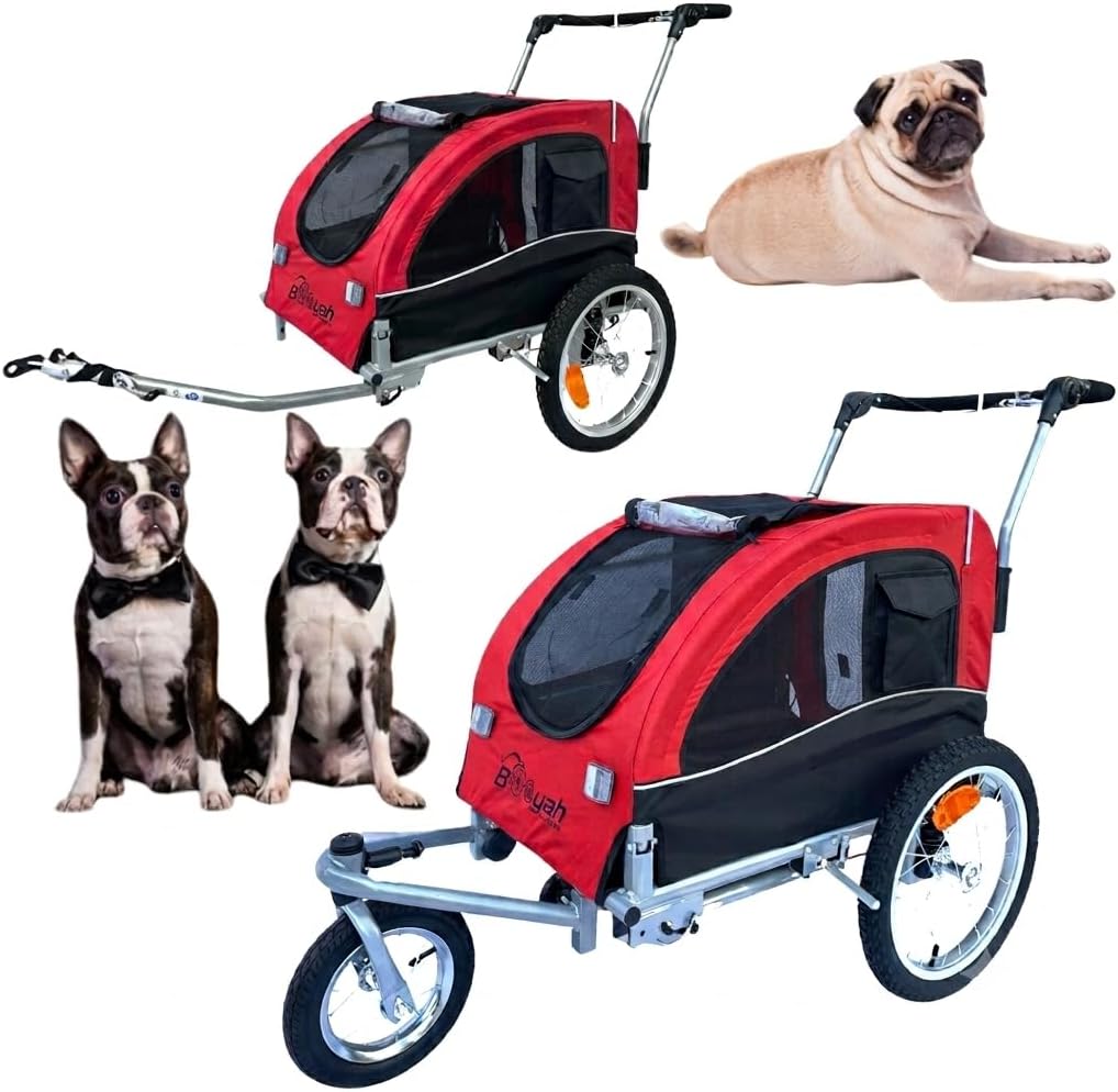 Booyah Medium Dog Stroller & Pet Bike Trailer with Suspension